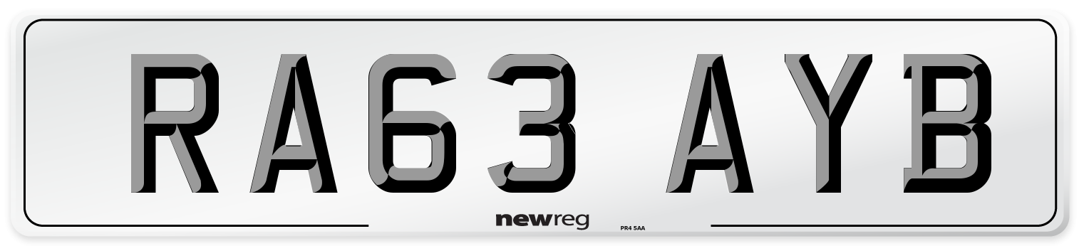 RA63 AYB Number Plate from New Reg